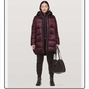 Lululemon cloudscape long puffer coat size 2
